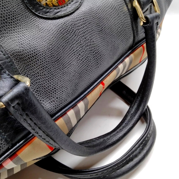 Burberry Boston Gray Black Leather Bag - Picture 3 of 7